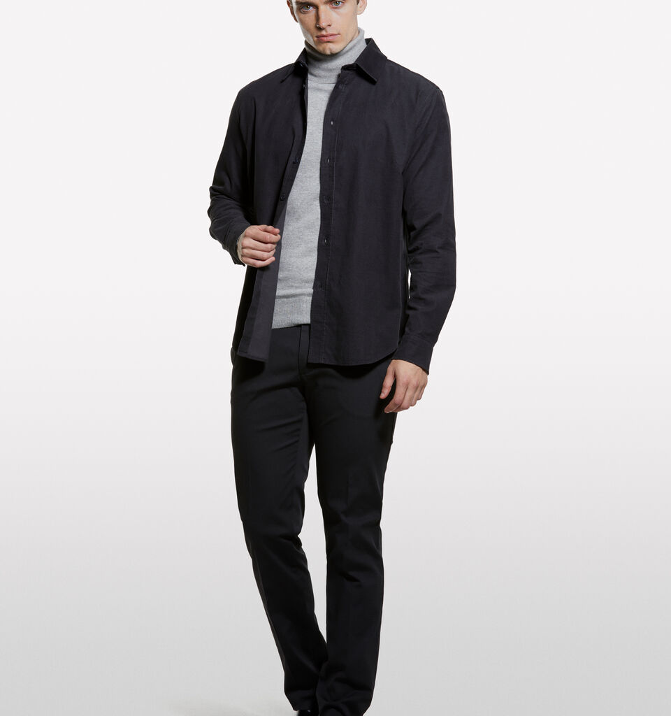 Camisa cinza-escuro de veludo canelado - camisas regular para homem - Cinza-Escuro | Sisley image number 1